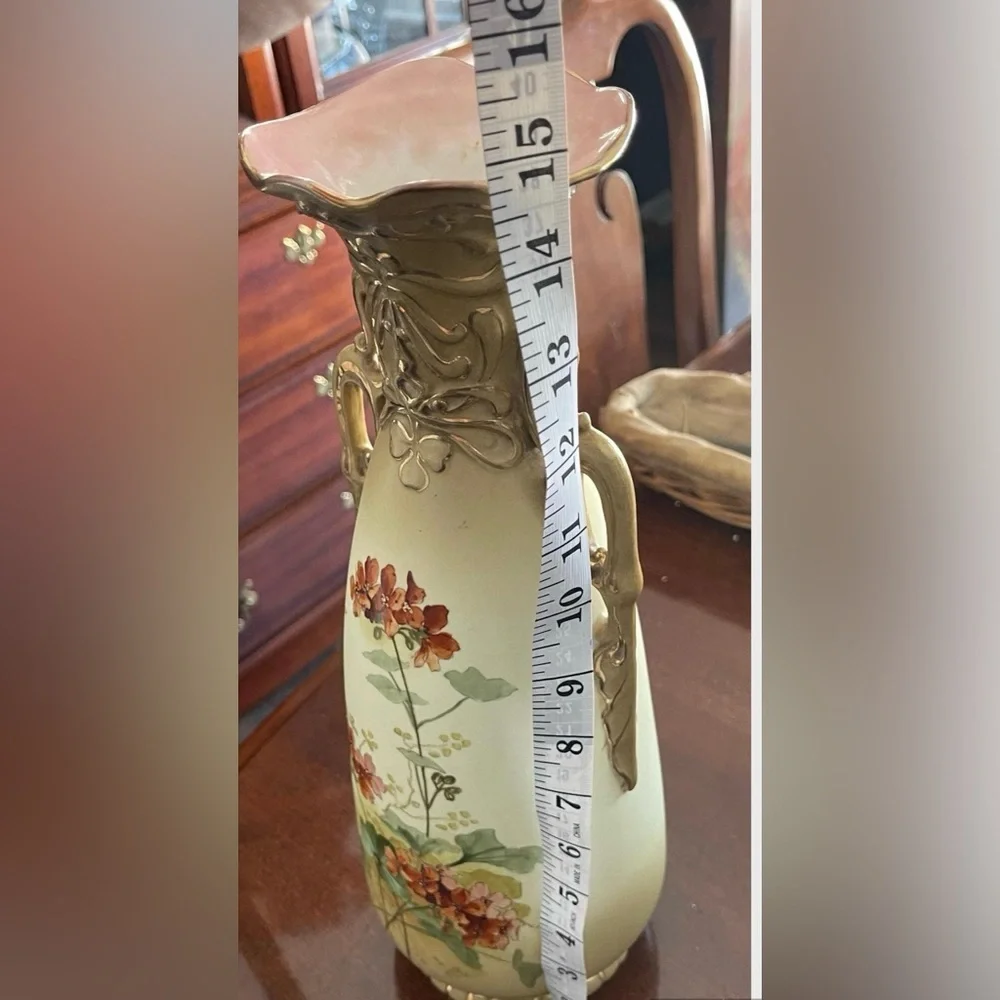 Victorian Royal Lichtenstein Vase Hand Painted Floral Austrian Porcelain VTG